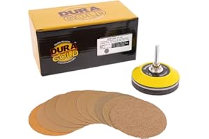 Dura-Gold - Premium - Variety Pack (40,60,80,120,220,320,400,600,800,1000) - 3" Gold Hook & Loop Sanding Discs for DA Sanders - Box of 50 Sandpaper Finishing Discs for Automotive and Woodworking