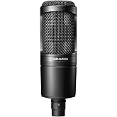 Audio-Technica AT2020 Cardioid Condenser Studio XLR Microphone, Ideal for Project/Home Studio Applications,Black