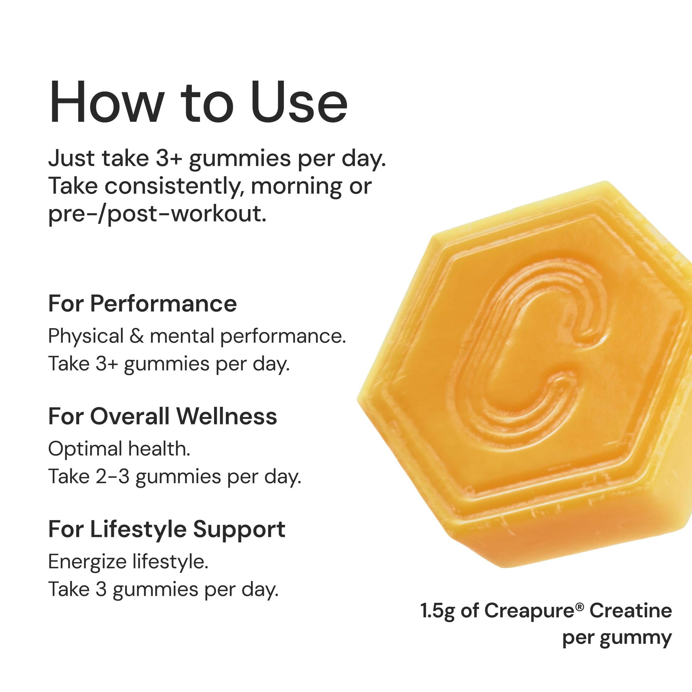 Create Creatine Gummies for Men & Women - NSF Certified, 3rd Party Tested, Made with Creapure Creatine Monohydrate Powder, Great Tasting, Anti-Melting Formula, 90 Count (Orange)