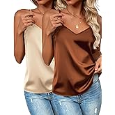 Zeagoo Women's Silk Satin Tank Tops 2026 V Neck Adjustable Spaghetti Strap Sleeveless Camisole Summer Basic Blouse