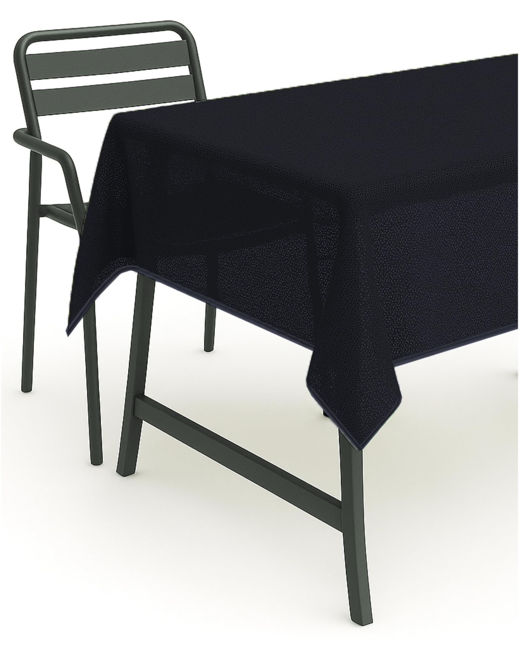 texpot Tablecloth 130 x 220 cm Black Garden Blanket with Hem Washable Garden Tablecloth Balcony Patio Weatherproof