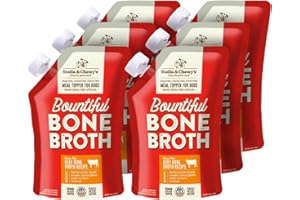 Stella & Chewy's Bountiful Bone Broth Grass-Fed Beef Recipe Meal Topper for Dogs, 453g Resealable Pouch (Pack of 6)