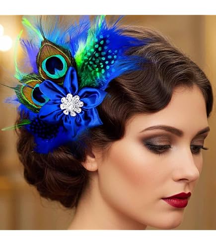 Amazon.com : Yokawe Peacock Feather Hair Clip, Rhinestone  display picture 3