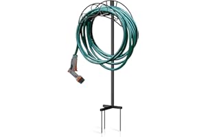 Highpro Garden Hose Holder Hanger, Freestanding Hose Stand Heavy Duty Metal Hose Storage Rack for 5/8" Hose up to 160 ft