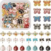 Sparkeads 64pcs Enamel Bee Charms Light Gold Ladybird Butterfly Charms Dragonfly Pendants Insect Dangle Charm for Jewelry Making Necklaces Bangles Bracelets Earrings DIY Crafts Alloy Enamel Pendants