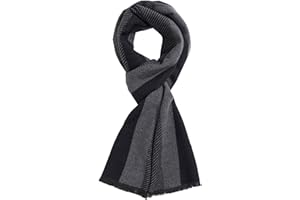 TAMOUKOC Men's Winter Warm Scarf Premium Cashmere Feel, Luxuriously Soft Long Plaid Pattern