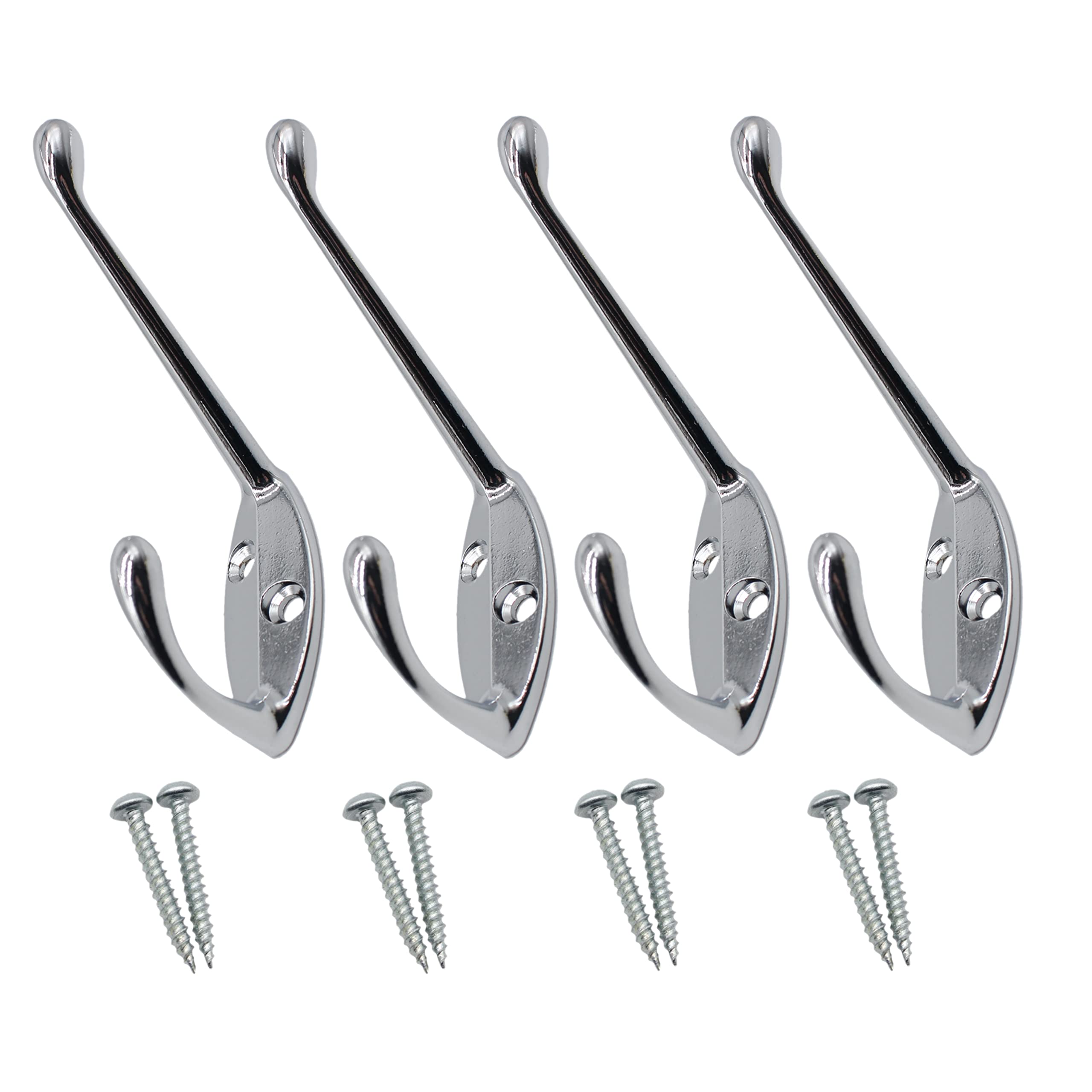 EAI Hat and Coat Hook for Coats Bath Towels 68x18mm Pack of 4 (Polished Chrome)