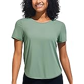 Ice Silk Short Sleeve Women's Workout Shirts Loose Fit Side Slits Athletic Tee Tops