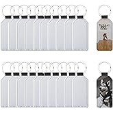 Joiit 20 Pcs Sublimation Blank Keychains Bulk, PU Leather White Keyrings Heat Transfer Ornament Pendants for Man Women
