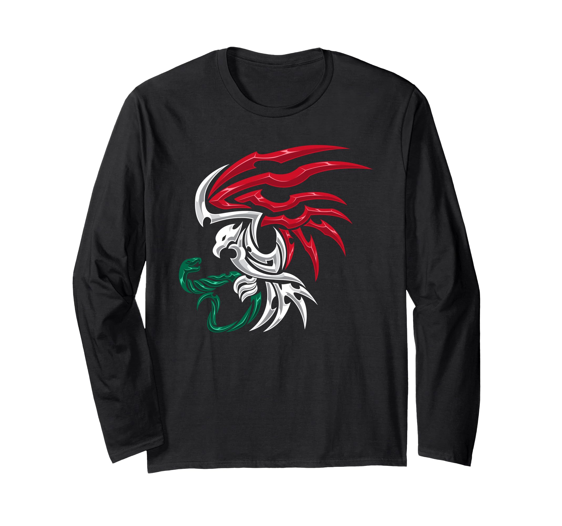 Mexico Flag - Mexican Coat of Arms Tribal Style Long Sleeve T-Shirt