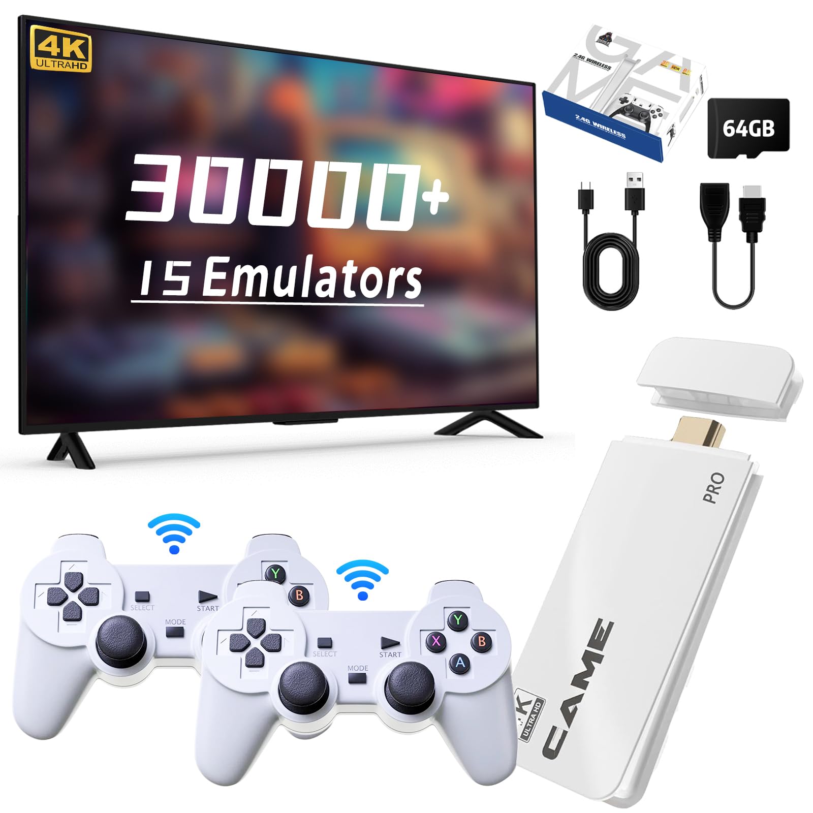 Photo 1 of (Missing power cord) Wireless Retro Game Console Stick, Emulator Console with 30000 Plug and Play Video Games, Nostalgia Stick for 4K TV, Retro Drive Support 4K HD Output