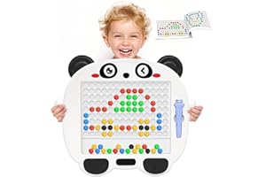 JICUICUI Magnetic Drawing Board for Kids & Toddler, Panda Large Doodle Board with Colorful Beads and Painting Magnetic Pens, Educational Preschool Toy, Travel Toys for 3 4 5 8 Boy and Girls