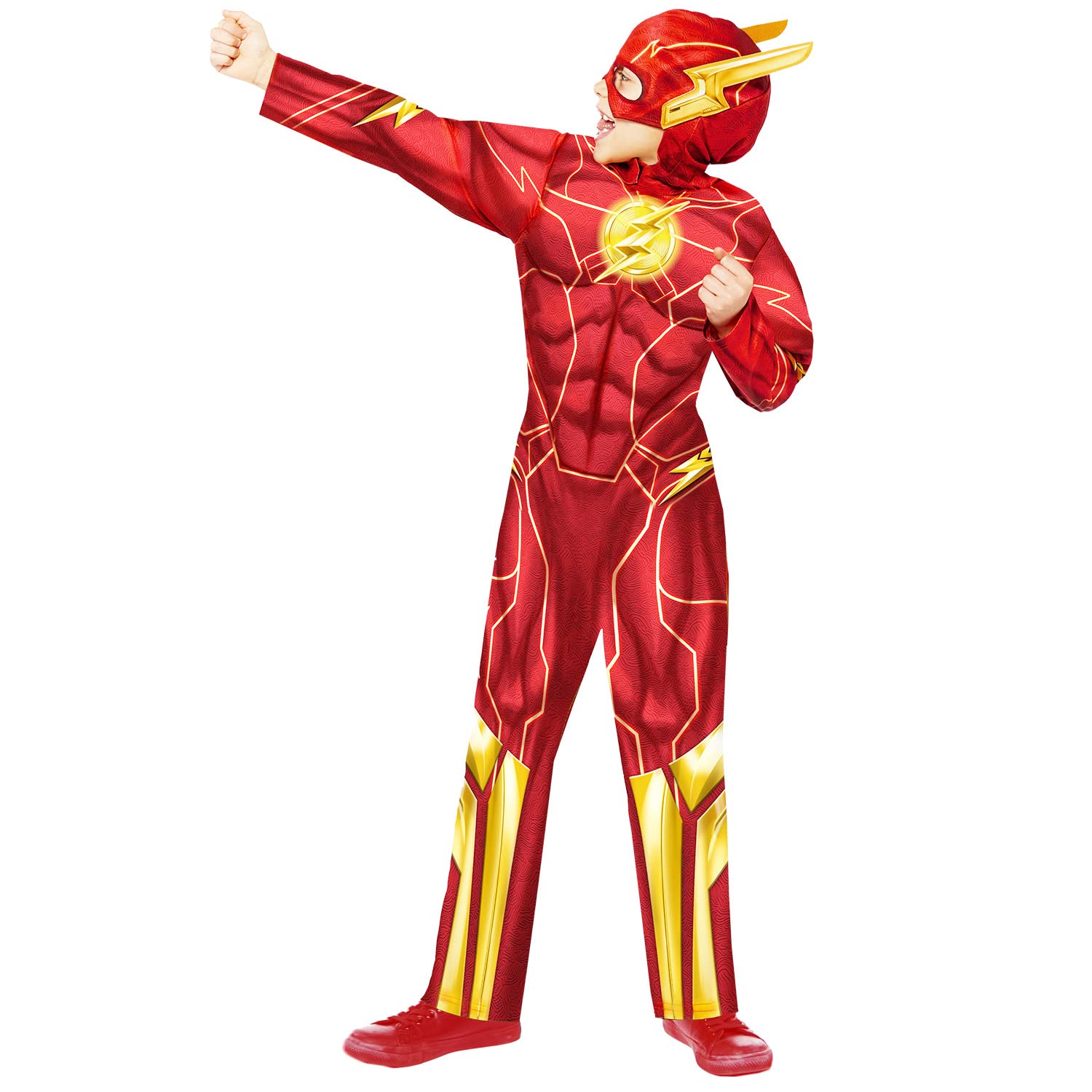 amscan 9915759 - Kids Official Warner Bros the Flash Boys Fancy Dress Costume Age: 8-10 Yrs, Red