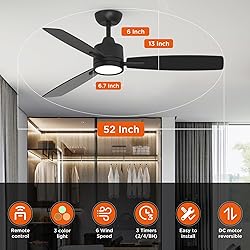 TALOYA 52 Inch Ceiling Fans with Lights Led Remote