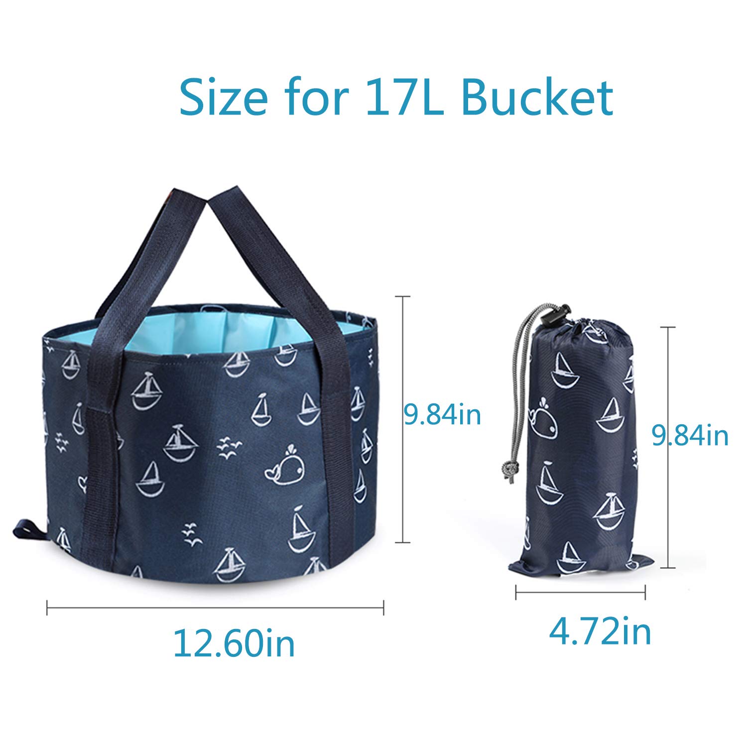 Collapsible Foot Bath Tub for Travel, Portable Foot Soak Spa Basin Multifunctional Folding Water Bucket for Soaking Feet, Washing Vegetables and Fruits, Outdoor, Camping (17L, Dark Blue): Beauty