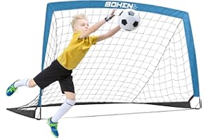 BOHEN 5x3ft Portable Soccer Goal for Kids Backyard with Carry Bag - Easy Folding Lightweight Fun for Outdoor Indoor Training Games for Teen Youth Adult