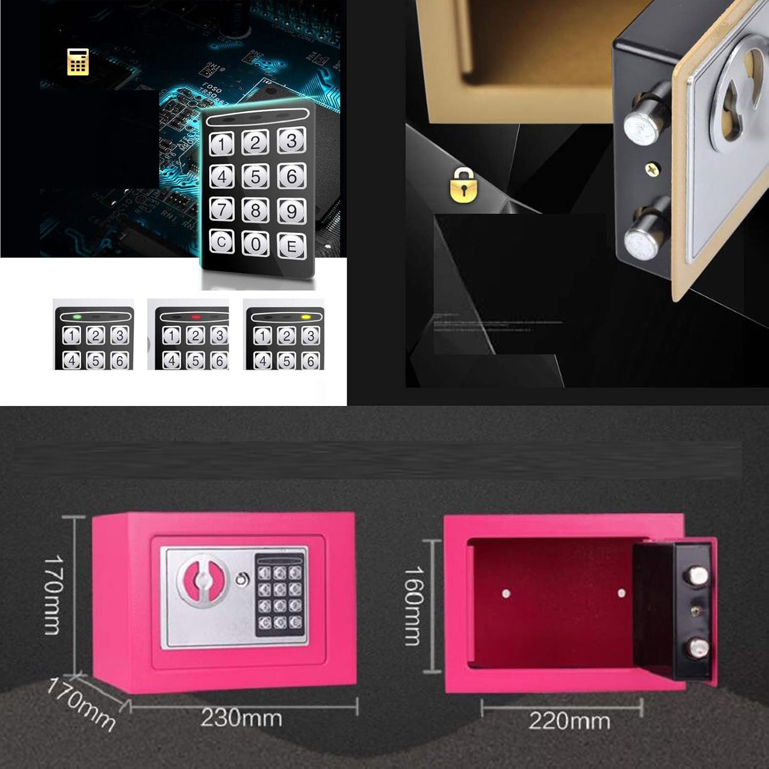 Yuanshikj Electronic Deluxe Digital Security Safe Box Keypad Lock Home Office Hotel Business Jewelry Gun Cash Use Storage money (Black 1) - - 