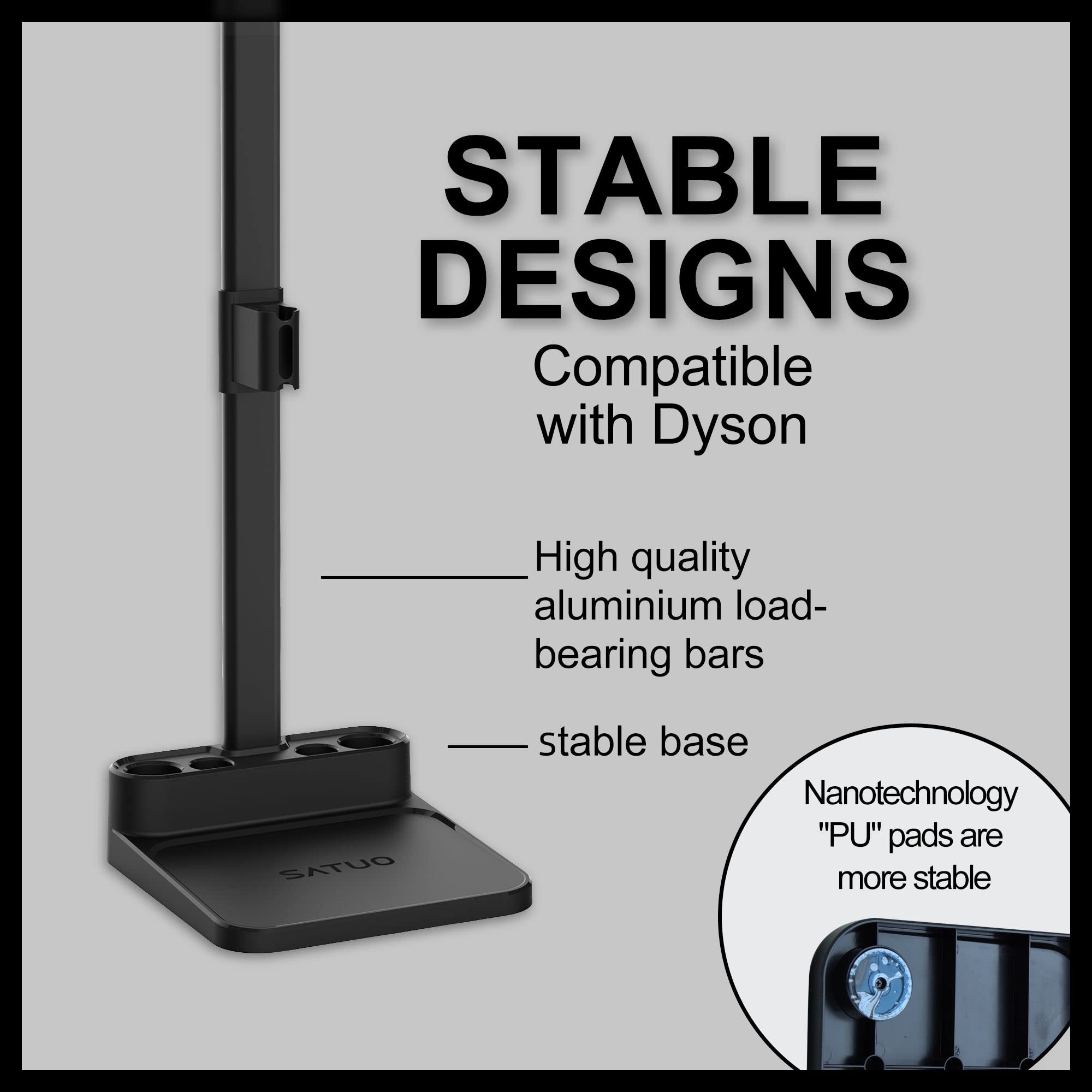 Vacuum Stand for Dyson, Stand-Storage-Holder-Station-Docking, Compatible with Dyson V6 V7 V8 V10 V11 V15 SV18 SV21 Cordless Vacuum Cleaners, with 6-8 Accessories Storage Space