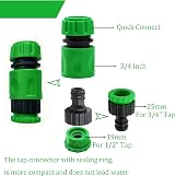 YAAVAAW 10Pcs Garden Hose Tap Connector Kit 1/2in 3/4in 2-in-1 Quick Connect view 2