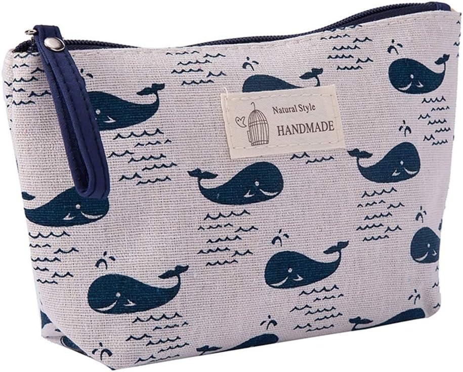 Milnut Multifunctional Canvas Pen Bag Pencil Case Makeup Tool Bag Storage Pouch Purse (Whale)