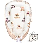 Baby Lounger for Newborn 0–24 Months, Baby Pillow & Baby Nest Lounger, Organic Cotton Breathable Infant Pillow, Portable Baby Nest for Home & Travel (Ivory)