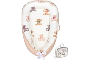 KOMBI Baby Lounger for Newborn 0–24 Months, Baby Pillow & Baby Nest Lounger, Organic Cotton Breathable Infant Pillow, Portable Baby Nest for Home & Travel (Ivory)