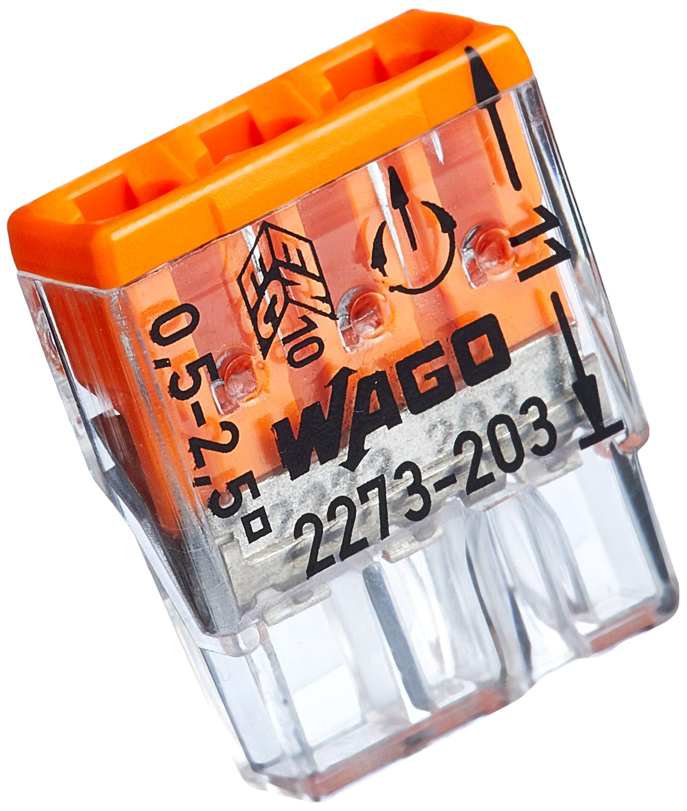 Kopp Wago Compact Junction Box Terminal 3-Conductor Terminal 0.5-2.5 mm² Pack of 100 Transparent/Orange