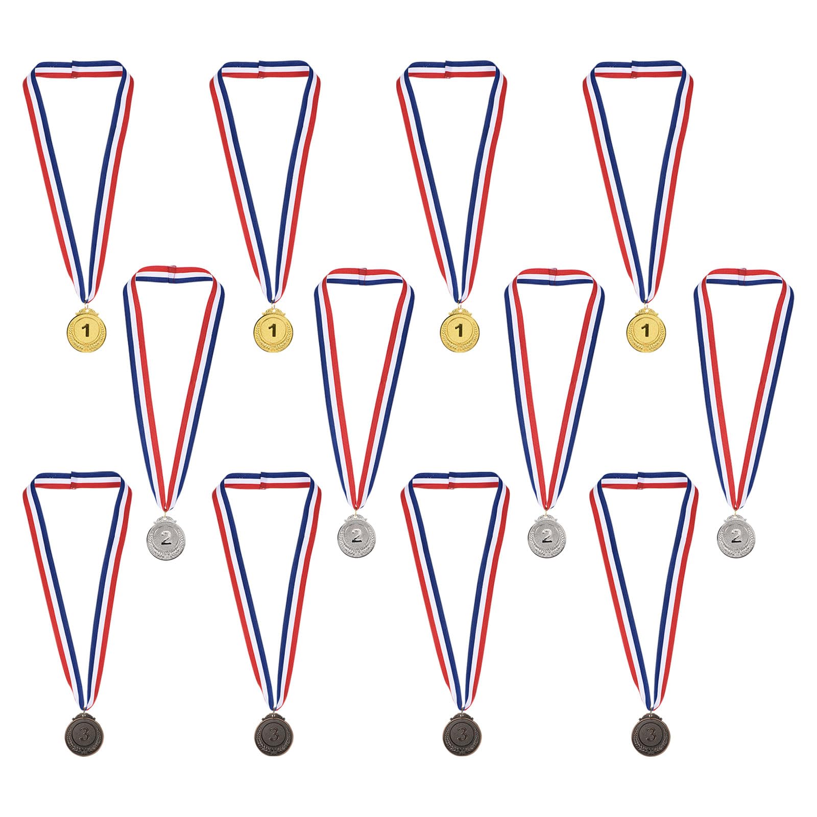 PATIKIL 2 Inch Gold Silver Bronze Winner Award Medals, 12 Pack Style Award Medals 1st 2nd 3rd Prizes with Ribbon for Games Sports Competitions