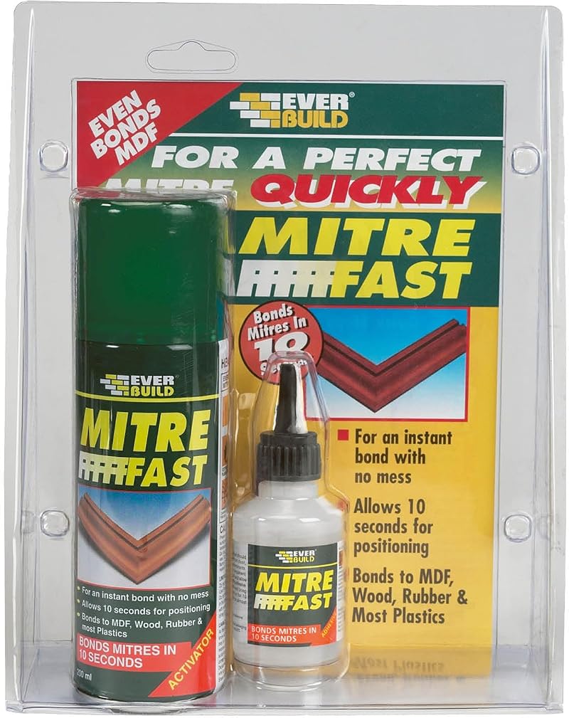 Everbuild Mitre Fast Two Part Bonding Kit 50g Adhesive 200ml Activator Sika