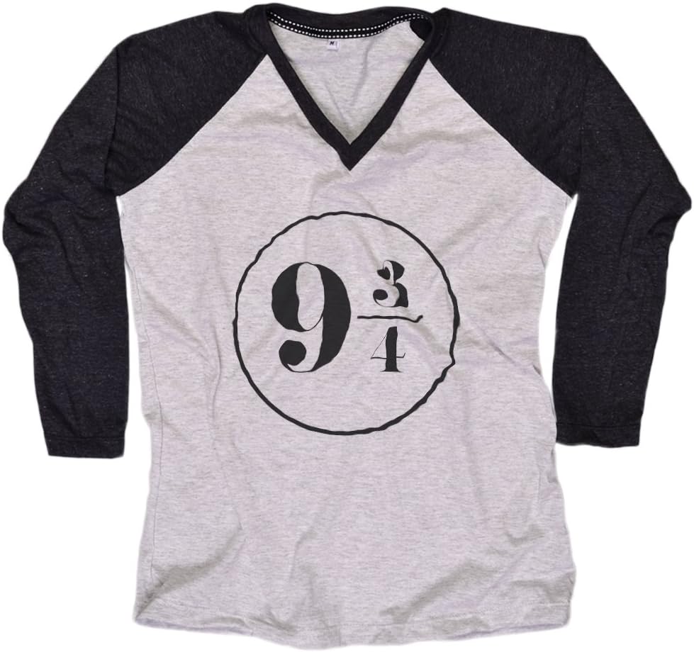 Harry Potter Women T-Shirt Platform 9 3 4 shirt Long Sleeve Baseball Raglan X-Large With Everytees Rhinestone Hair Band
