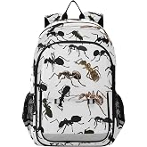 Glaphy Black White Ants Backpack School Bag Lightweight Laptop Notebook Tablet Backpack Students Travel Bookbag with Reflective Stripes