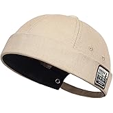 DIYDECAL Brimless Docker Cap,Skullcap Beanie, Retro Sailor Hat for Mens Womens