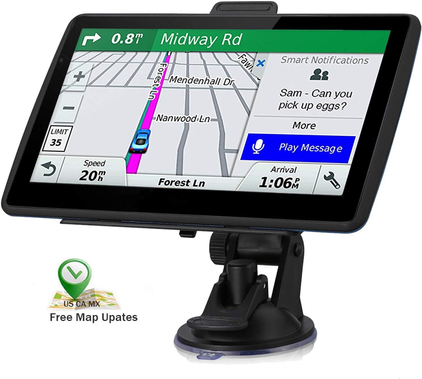Car GPS Navigation, 7-inch HD GPS Navigation 256-8GB Voice Broadcast Navigation, top-Loading North America map (USA, Canada, Mexico map) Lifetime map Free Update