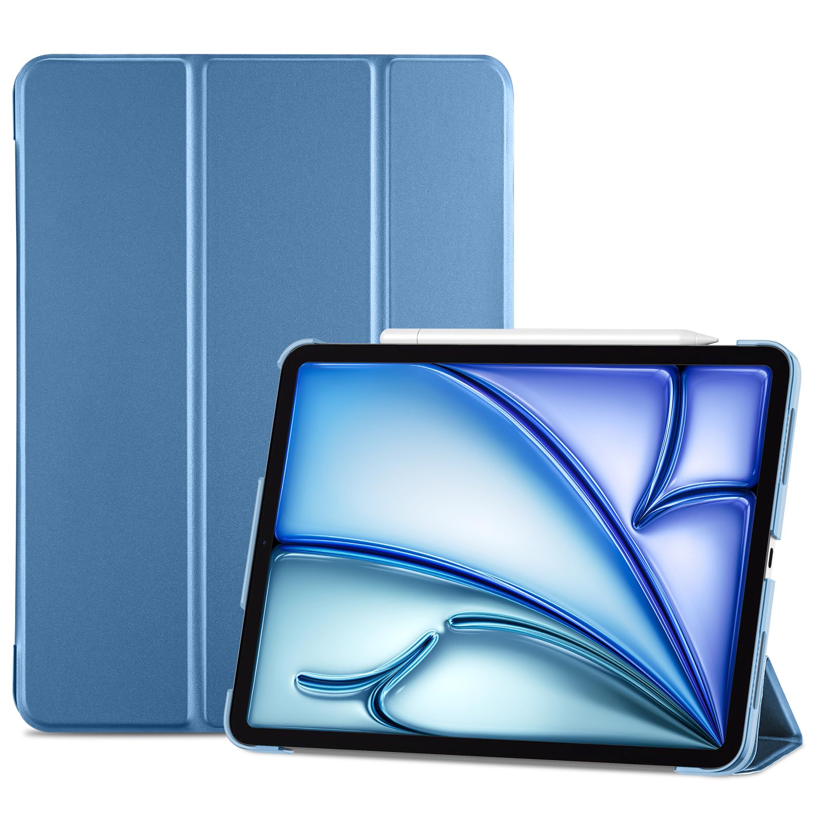 ProCase Smart Case for iPad Air 11-inch M4 (2026, 8th Gen) / M3 (2025) / M2 (2024) & 10.9 Inch iPad Air 5th (2022) & 4th (2020) – Protective Hard Back Cover with Auto Sleep/Wake - Blue