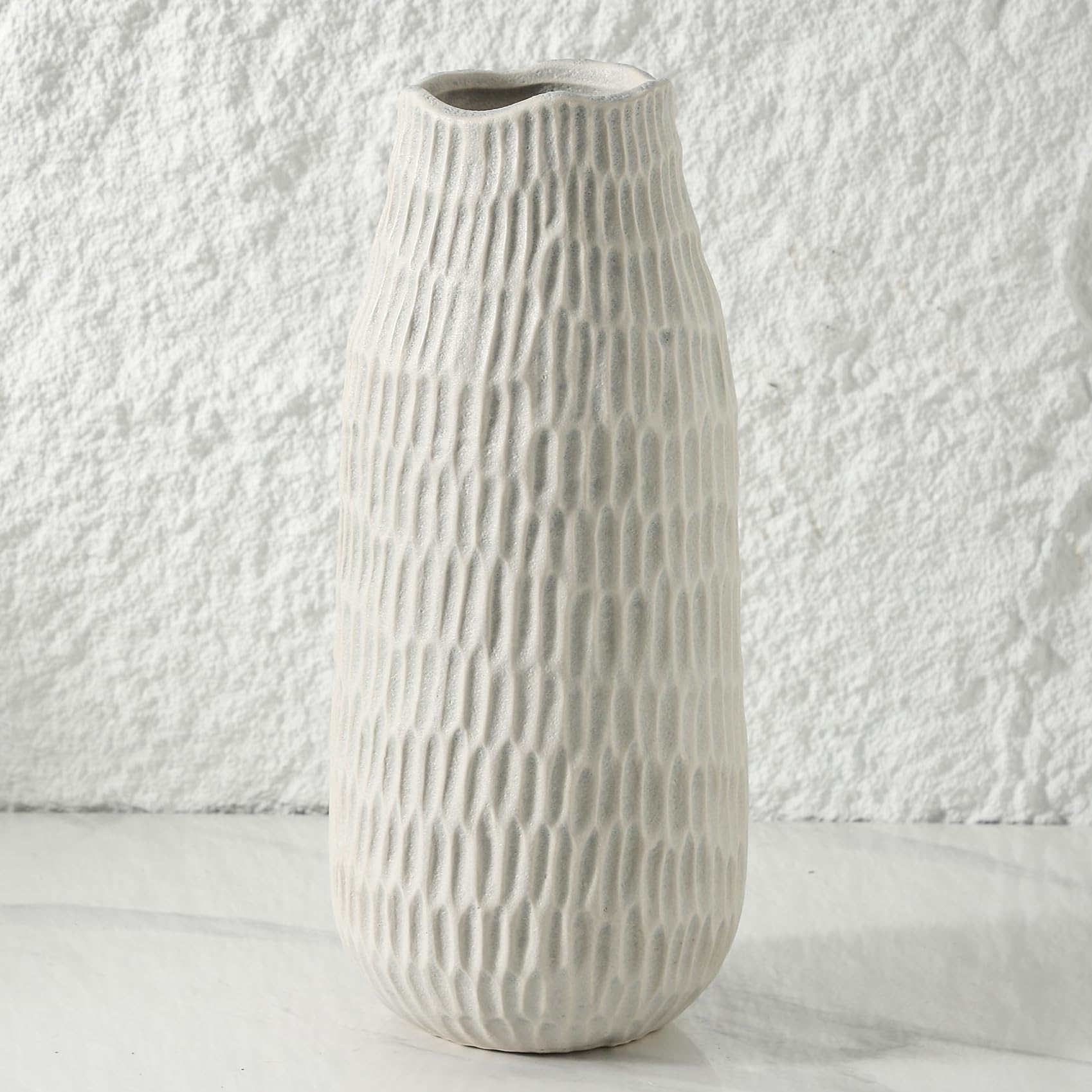 Photo 1 of Uiddo 12.6 Inch Grey Modern Handmade Ceramic Vase, Rustic Farmhouse Decorative Flower Vases for Home Decor,Pampas Grass Bouquet, Living Room,Kitchen,Office,Bedroom,Centerpiece Table