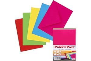 Pukka Pad, Pukka Post Gummed Envelopes - 100 GSM, Pack of 25-114 x 162mm, Size C6 - Brights