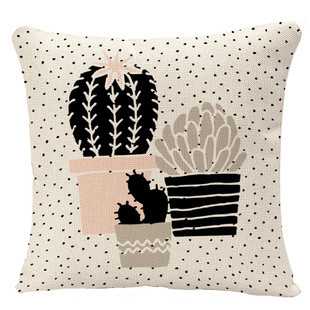 YGGQF Throw Pillow Cover Abstract Cactus Plants in Black White Taupe and Pastel Pink Scandinavian Style Modern and Elegant Cacti Decorative Pillow Cushion Cover Pillowcase 18 x 18 Inch