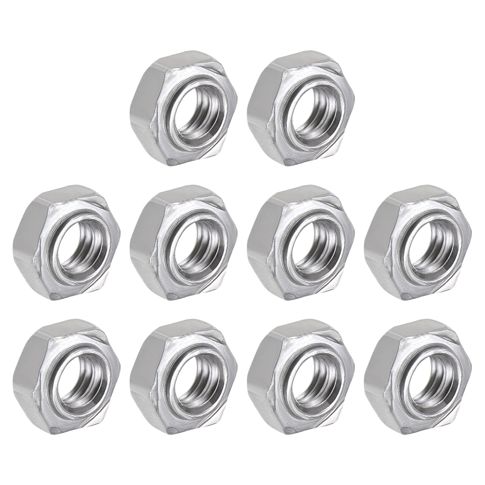 METALLIXITY Hex Weld Nuts Steel (1/4-20 Thread Size) 20Pcs, Carbon Steel Hexagonal Nuts - for Machinery Industry, Home Furniture Repair