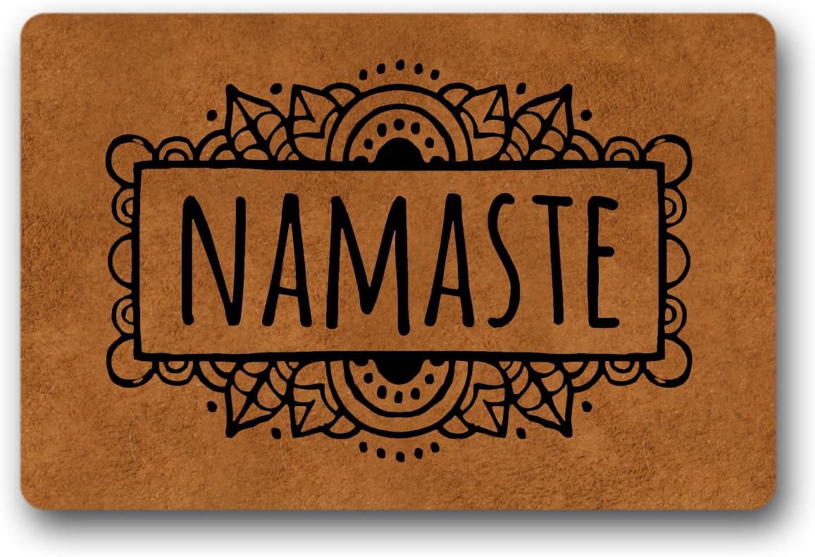 Reong Namaste Welcome Mat Funny Doormat Durable Machine-Washable Indoor/Outdoor Doormat 23.6"(L) x 15.7"(W) Inch