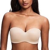 DOBREVA Women's Strapless Padded Push up Plus Size Seamless Underwired Convertible Bras