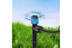 Pawfly 30 Pcs Push-to-Fit Drip Irrigation Emitters with Adjustable 360 Degree Water Flow Irrigation Drippers Drip Emitters Sprinklers with Stake Drip Irrigation System Parts for 1/4 Inch Tubing