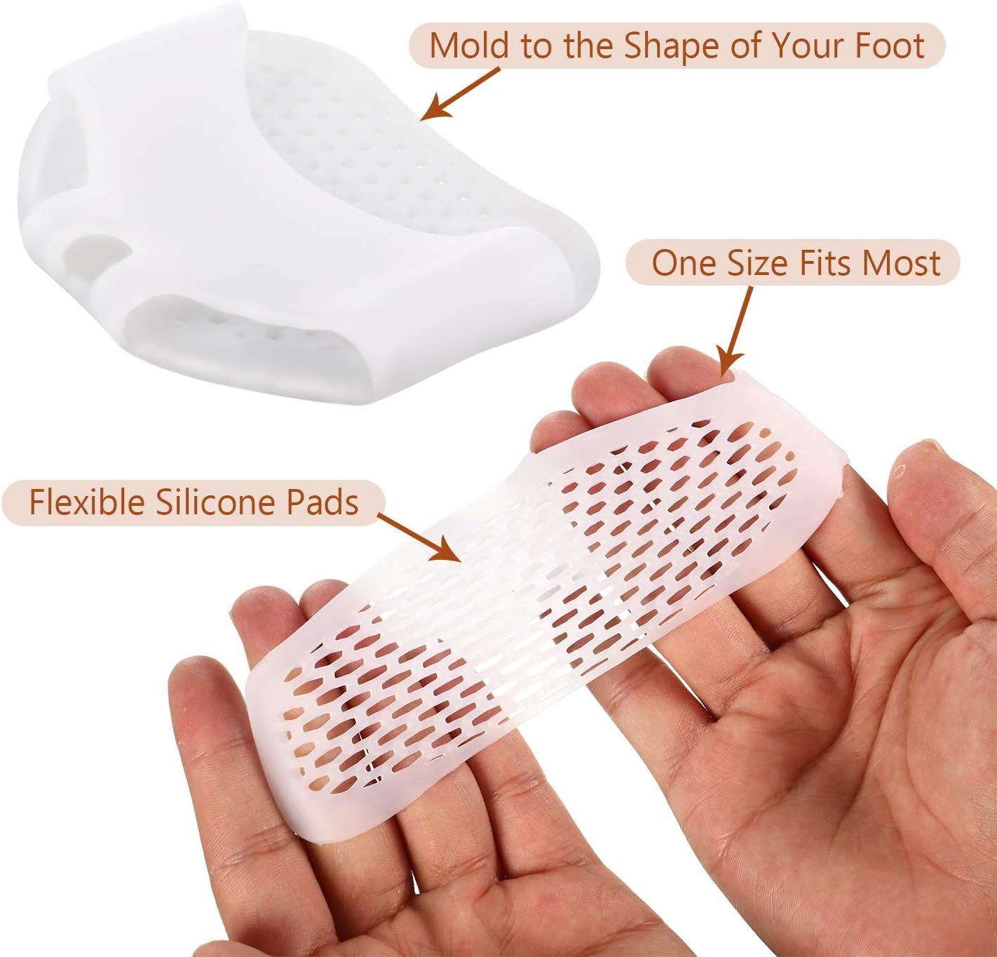 6 Pairs Ball of Foot Cushions Silicone Forefoot Pad Metatarsal Pads Support Soft Gel Foot Cushion for Reducing Forefoot Pain Callus Blisters (Natural and White): Health & Personal Care