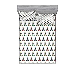 Ambesonne Scottie Dog Fitted Sheet & Pillow Sham