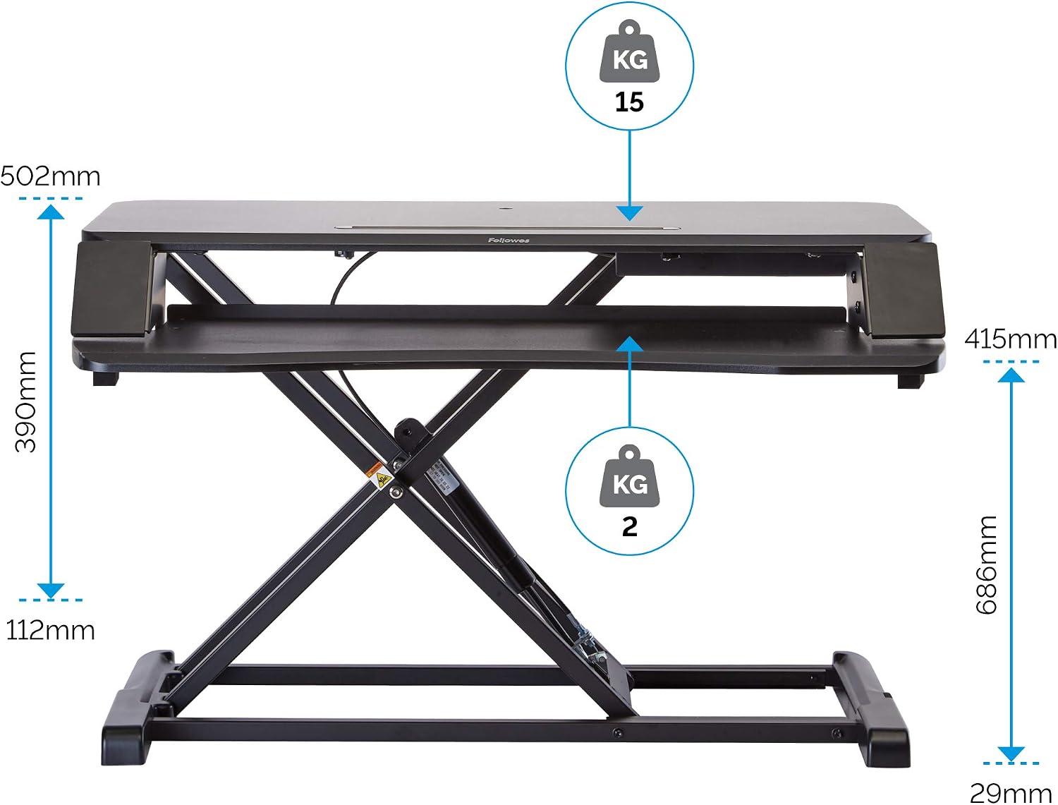 Fellowes Corsivo Easy To Assemble Height Adjustable Standing Desk Converter for Home and Office - Image 4