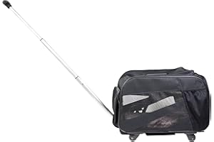 dbest products Smart Cart Pet Carrier with Wheels, Airline Approved Dog and Cat Carrier with Telescoping Handle, 21x12x12in, 24 lb Capacity, Black