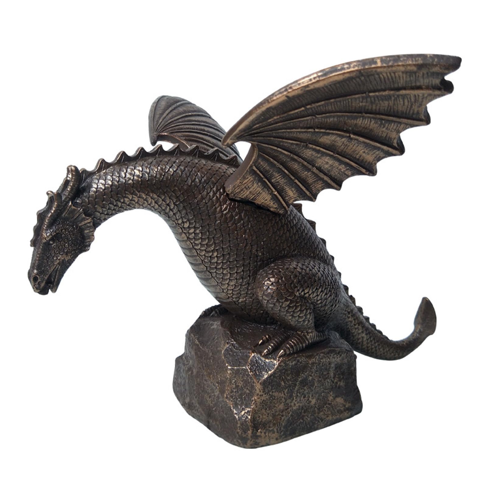 Bonbela Dragon Statue Garden Dragon Statue Fountain Dragon Ornament Resin Water Feature Sculpture for Home Garden Decoration (Picture customization)