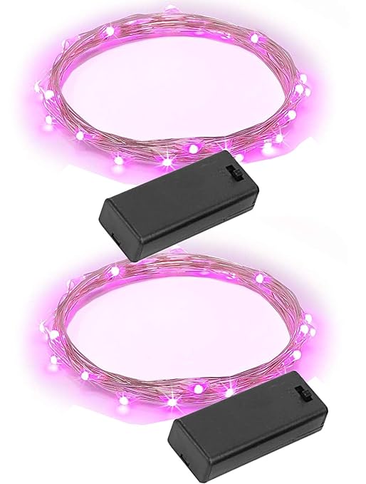 Citra Battery Operated Sliver String Light 1M 10 LED Decorative String Fairy Lights Pink - Pack of 2