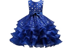 DreamHigh Wedding Flower Girl's Ruffles Lace Cute Bow Waist Evening Dress up