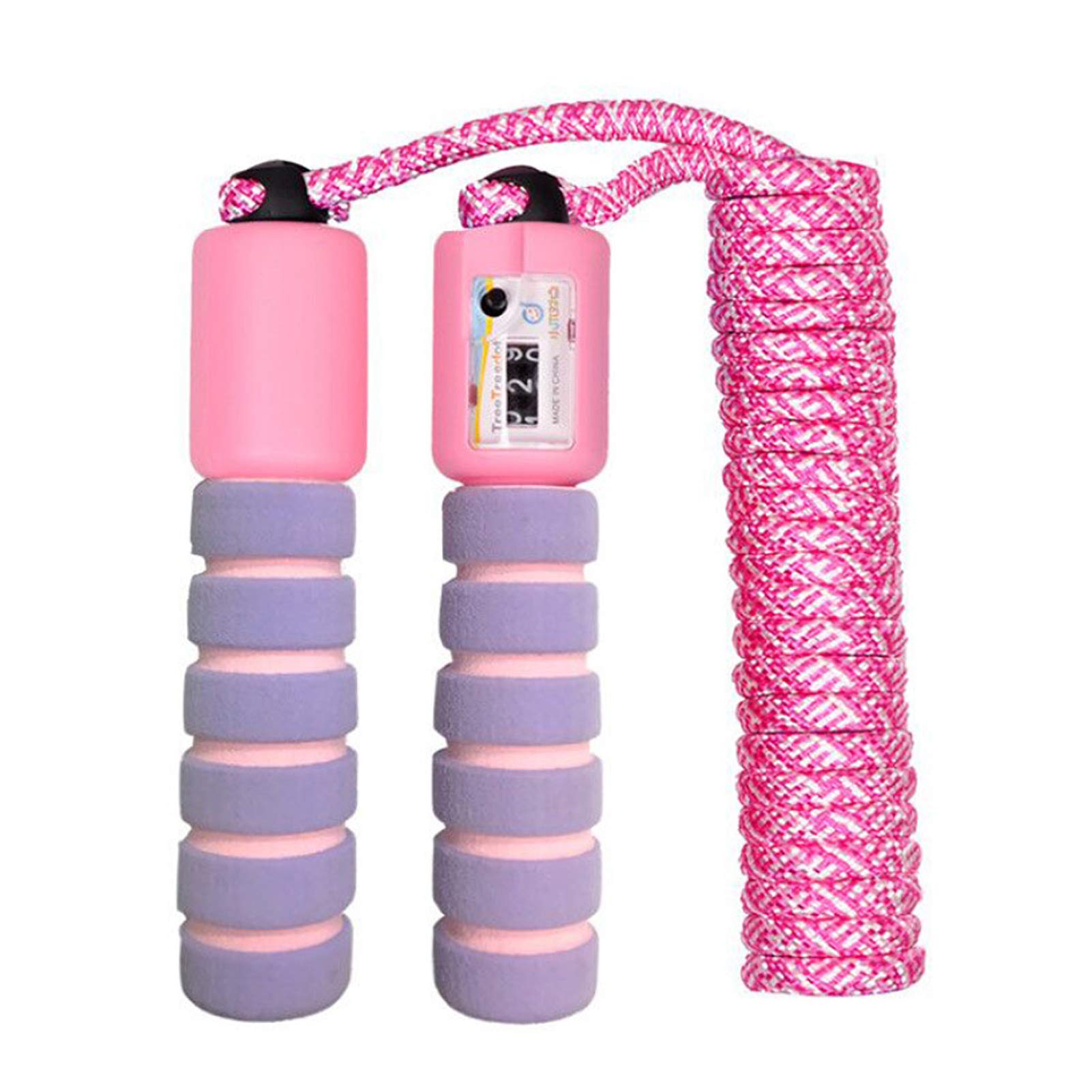 Sunshine smile Adjustable Jump Rope with Counter for Children, Light Purple, Soft Foam Grips, JUMP_ROPE
