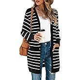 TASAMO Women's Kimono Cardigan Long Sleeve Open Front Casual Knit Sweaters Coat Oversized Soft Outwear with Pockets